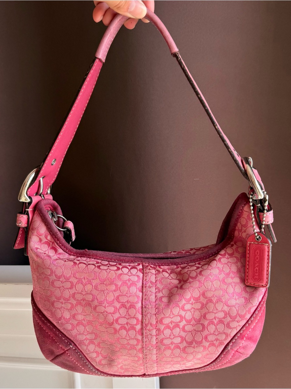 Vintage Coach pink mini soho hobo shoulder bag
